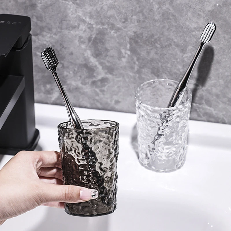 Transparent Bathroom Tumbler With Handle And Toothbrush Holder_voghion.com