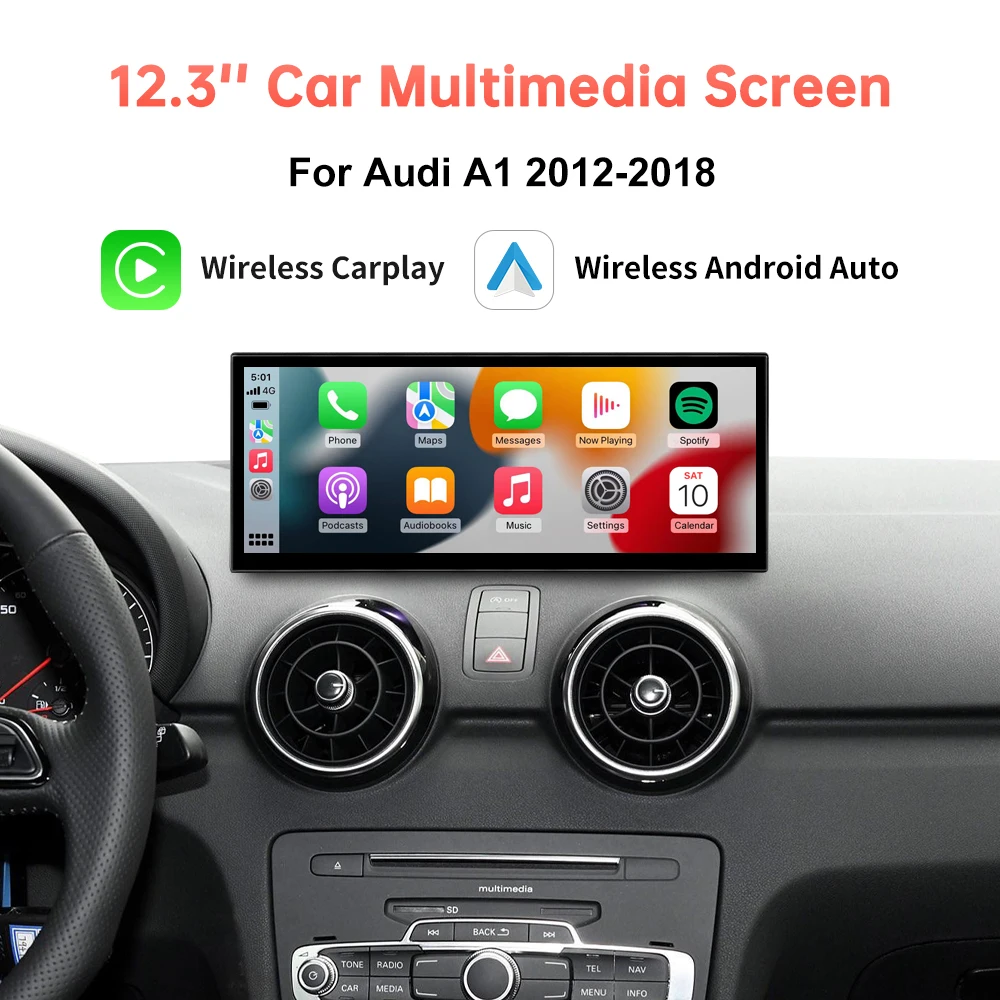 RoadTop Auto Multimedia Display Voor Audi A1 2012-2018 12.3 ''Linux Scherm Met Draadloze Carplay Android Auto Mirrorlink Functies - afbeelding 2