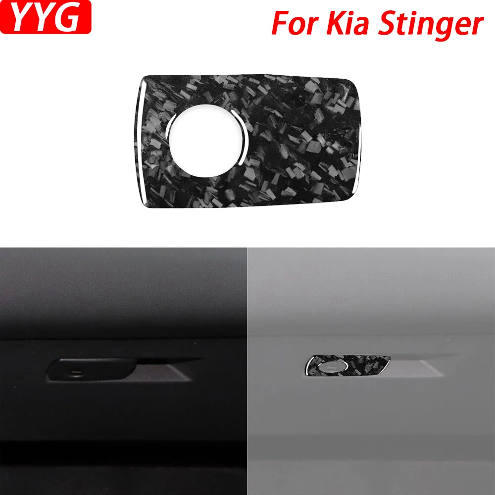 

For Kia Stinger 2019-2023 Forged Carbon Fiber Copilot Storage Box Handle Panel Decorative Cover Car Interior ModificationSticker