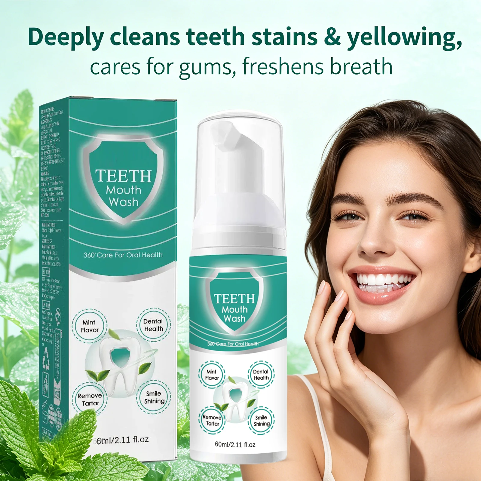 Foam Tooth Cleaning Mousse Teeth Whitening Removing Yellow Teeth Stains Gum Protection Freshens Breath Daily Oral Care