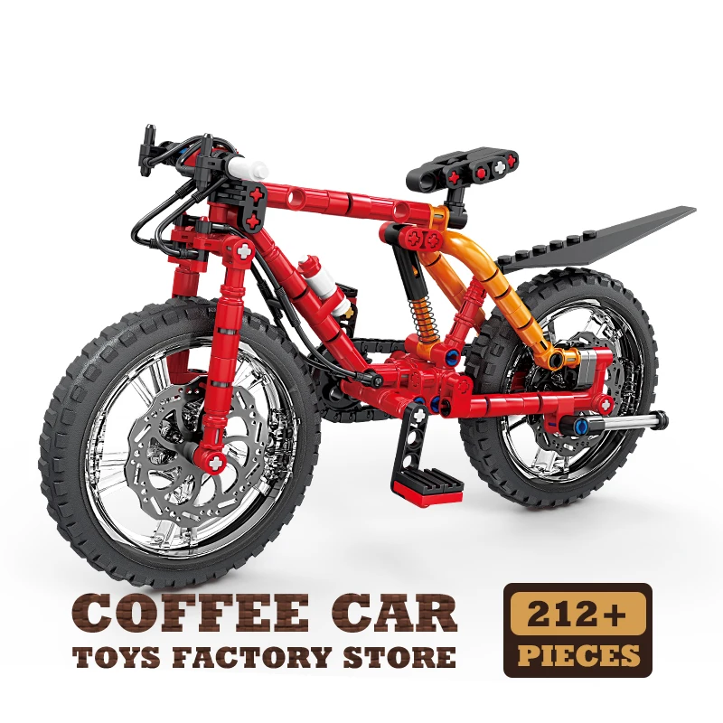 Mechanische Beweging Fiets Bouwstenen Set Mountainbike MOC Bricks Model STEM Speelgoed voor Kinderen & Volwassenen DIY Decor Verjaardagscadeau