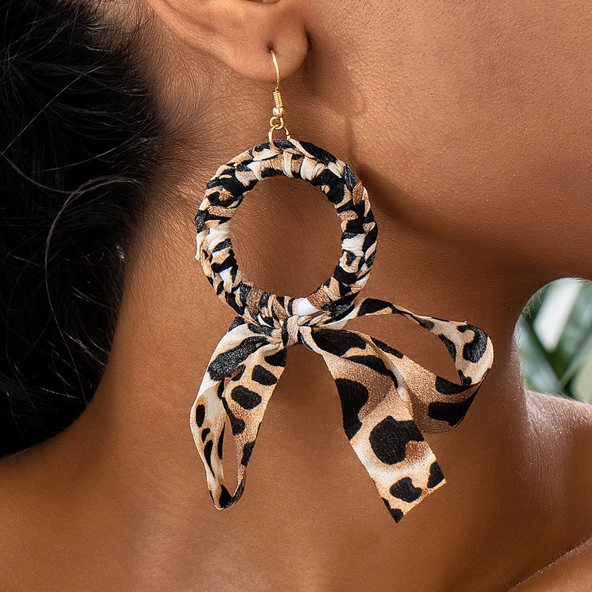 

Bohemian Leopard Print Bow Knot Big Dangle Earrings for Women Girl Fashion Vintage Fairy Wedding Party Jewelry Accessoies