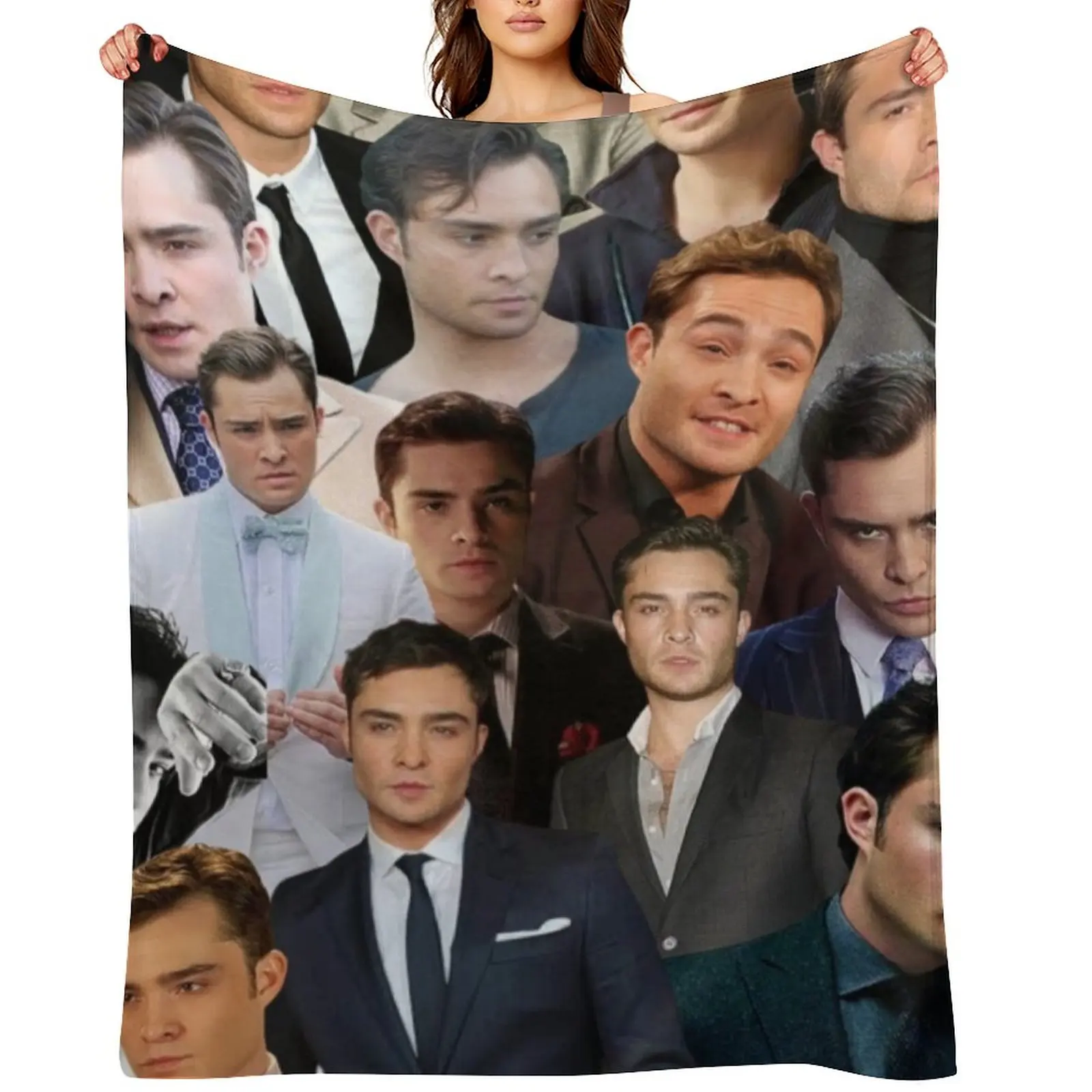 

ed westwick photo collage Throw Blanket Polar Designers For Decorative Sofa Thins Blankets
