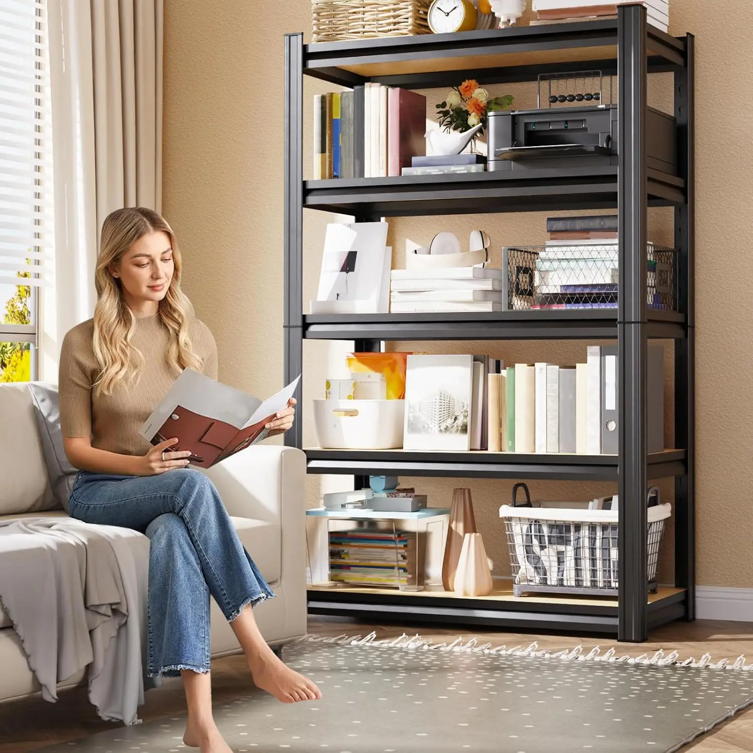 Garage Shelving 71 H 35 W 5Tier Adjustable Metal Storage Shelves Utility Steel Storage Rack Garage Warehouse Pantry Basement Ind