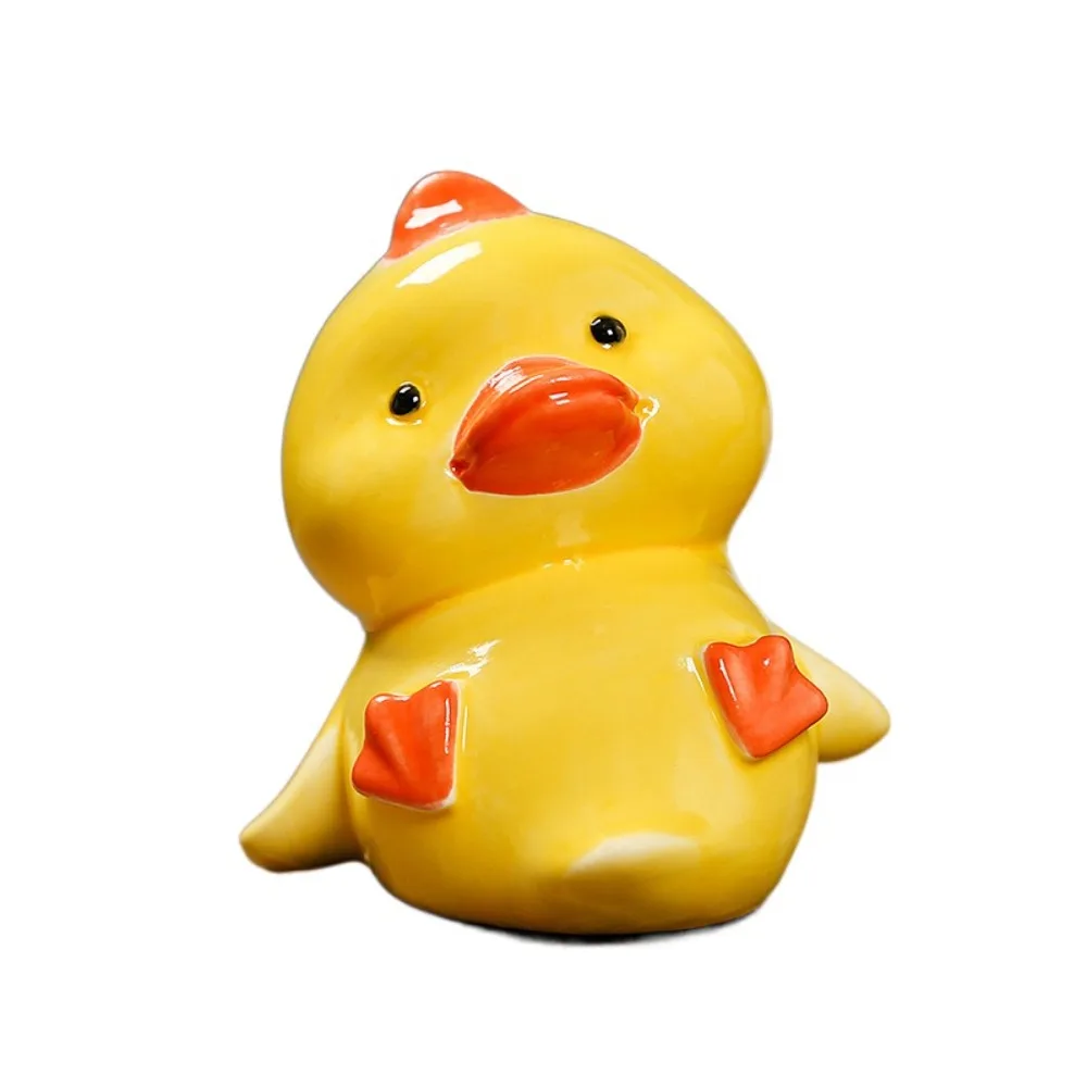 

Ceramic Duck Miniature Figurine Statue Handmad Yellow Duck Ornaments Micro Landscape Collectible Pet Duck Landscape Decoration