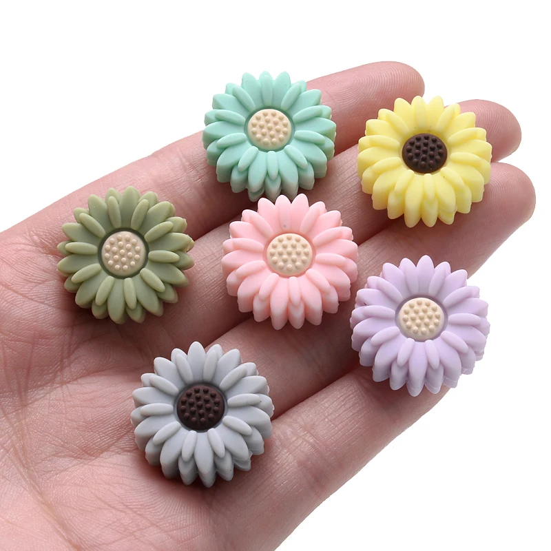 3Pcs Flower Shape Silicone Beads Clips for DIY Baby  Pacifier Clip Food Grade Beads Pacifier Chain Accessories Teething Toys