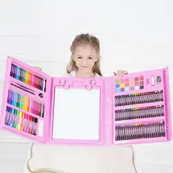 Kids Art Supplies 208 Pcs Double Sided Trifold Easel Painting Art Set Drawing Kits With Sketch Pad Coloring Book For Kids Girls