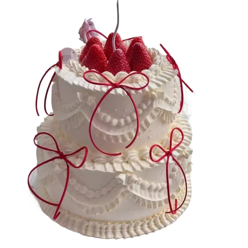 Retro Double Layered Fake Birthday Cake Mould Fairy Cupid Angel Simulation Cake Model Plastic Decoration Window Sample Display