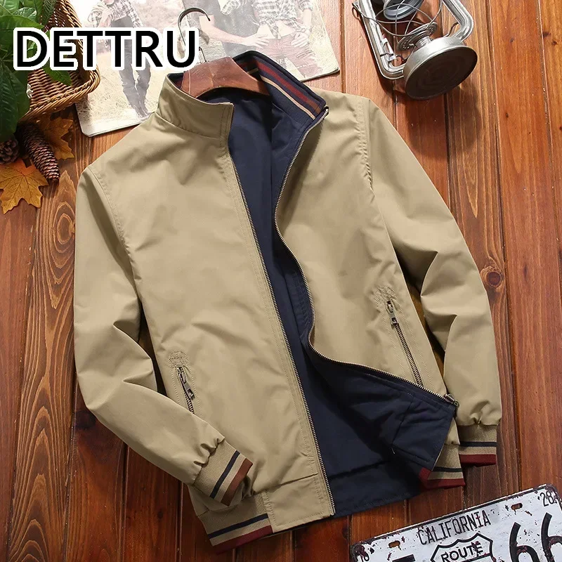 New Arrival Men\'s Casual Jacket Trendy Double-Sided Wear Stand Collar Coat jackets