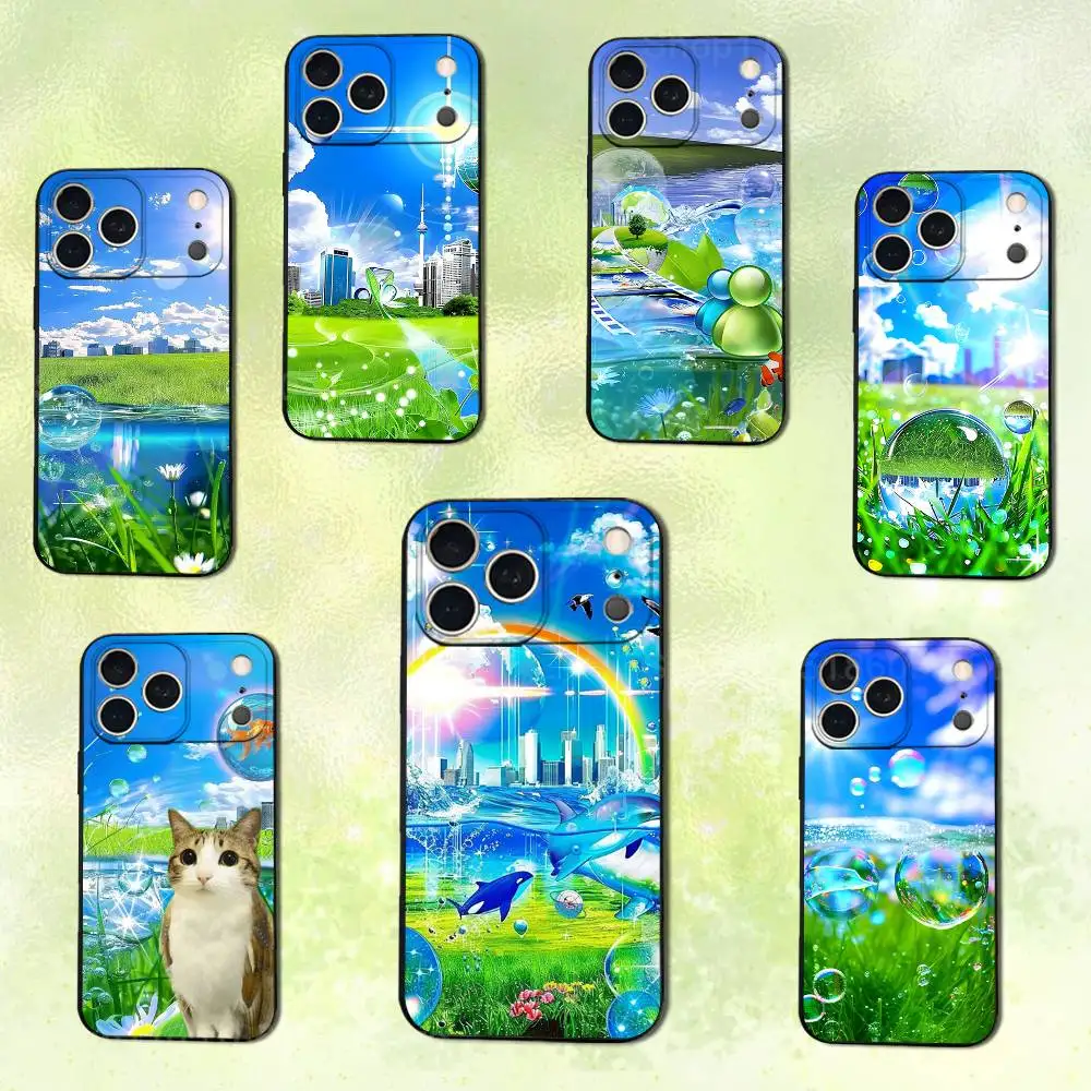 

Fresh Art Frutiger Aero For iPhone 14,13,17,12,11,16,15,Plus,Pro Max,XS,X,XR,SE,Mini,Phone Case Soft Silicone Black Cover