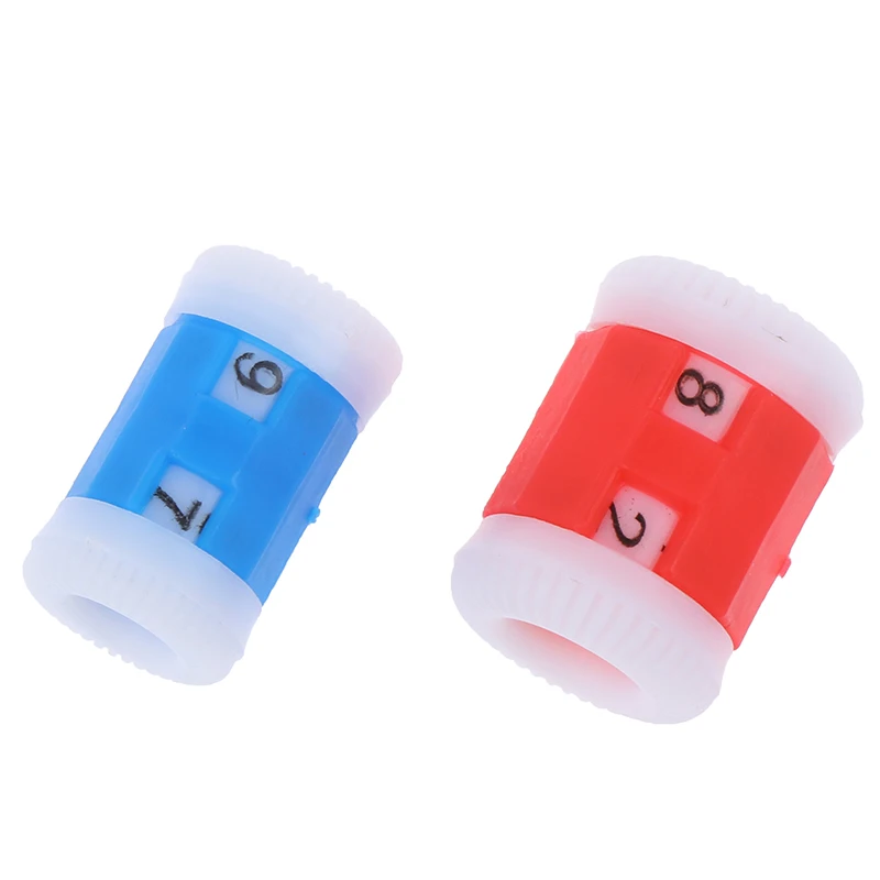 2 Rode + 2 Blauwe Plastic Breinaalden Rij Teller Lijnen Nummer Rekenmachine Tool-B2