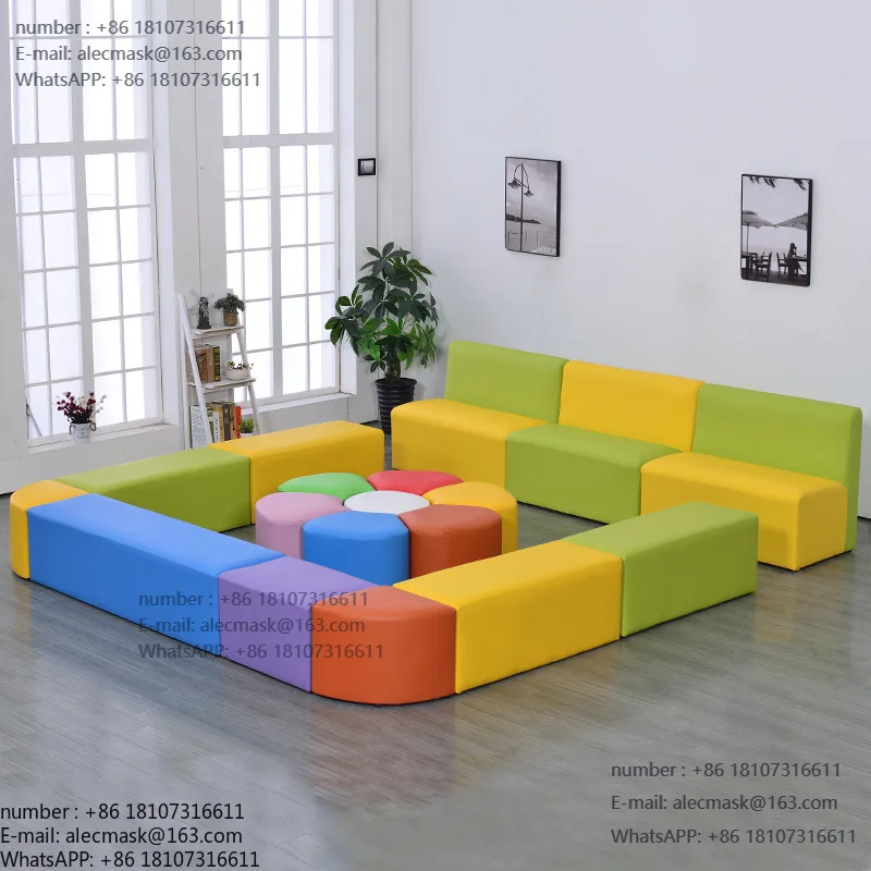 

Детская мягкая скамья-трансформер для детского сада, комбинированная с цветным ограждением, для центров раннего развития и торговых центров