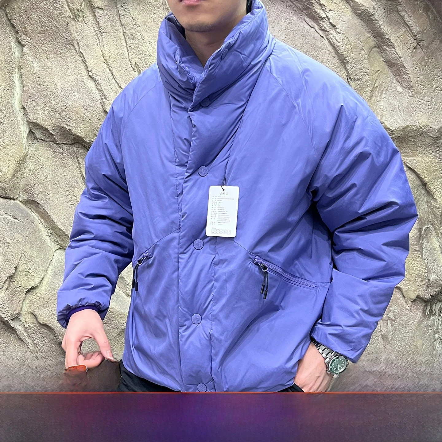 

Thiened Outdoor Windproof Water-Resistant Warmth-Preserving down Jaet Coat Retro DaoPao Sle Men's Regular Fit Long Sve