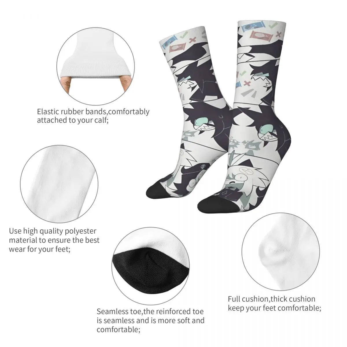 Autumn Winter Casual Unisex Cartoon Anime Miss Circle Socks Fundamental Paper Education Breathable Basketball Socks