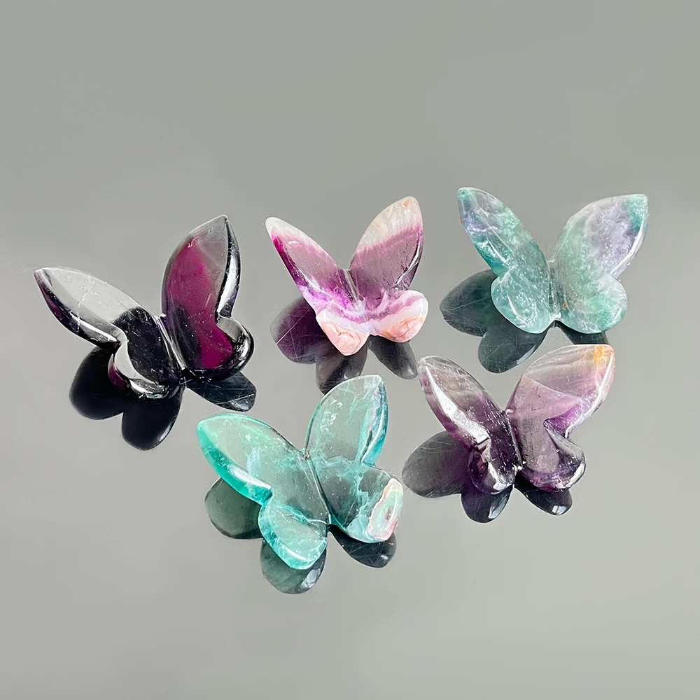 قطعة واحدة من فراشة كريستال ثلاثية الأبعاد منحوتة يدويًا - حرف يدوية على الطراز البوهيمي لصنع المجوهرات بنفسك، ديكور المنزل، عيد الأم، GIF لعيد الشكر