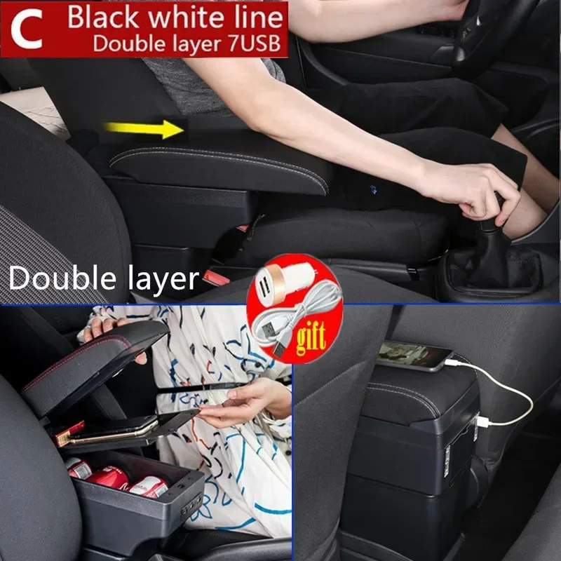 لدايهاتسو روكي فيروزا مسند الذراع صندوق لتويوتا بليزارد مسند ذراع للسيارات صندوق تخزين مركزي داخلي واجهة USB اكسسوارات السيارات #2