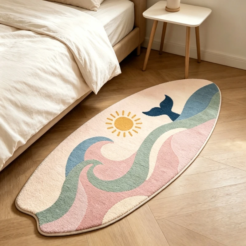 Surfboard Shape Bedside Floor Mat Fluffy Soft Cloakroom Rug Creativity Carpets for Living Room Thick Plush Bedroom Decor Carpet
