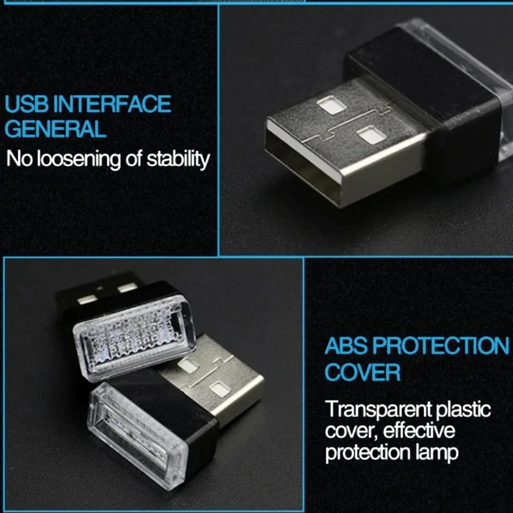 ไฟ LED ภายในรถยนต์แบบมินิ USB สำหรับตกแต่งบรรยากาศ ไฟฉุกเฉินสำหรับยานพาหนะ เสียบและใช้งานได้ทันที แถบไฟ LED 12V