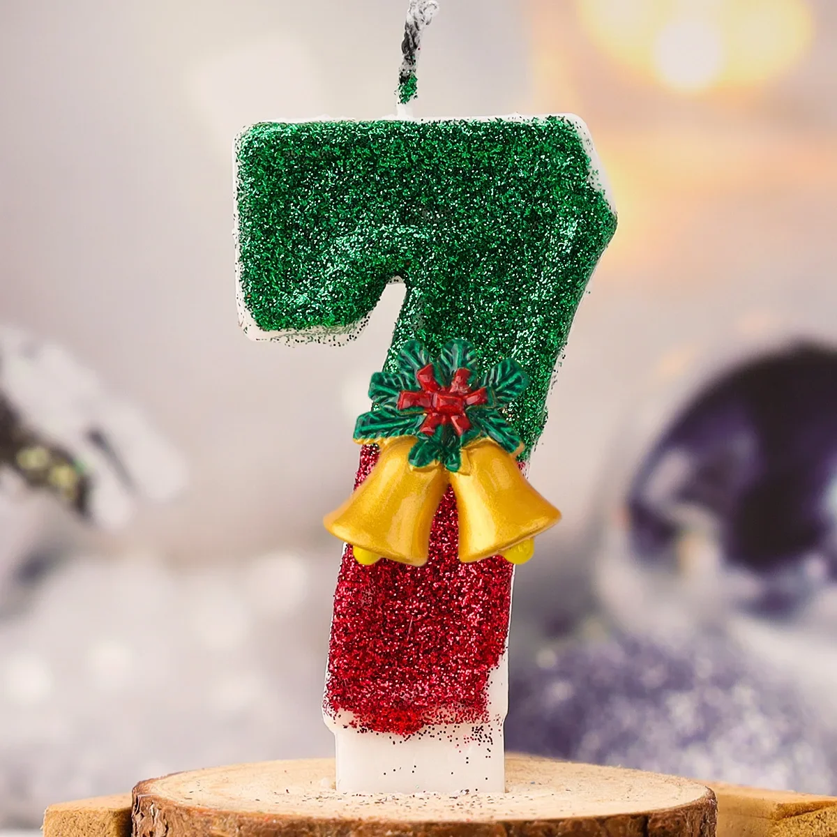 Christmas Number Birthday Candles with Bell New Year Candles for Cakes Decoration Red Green image 4