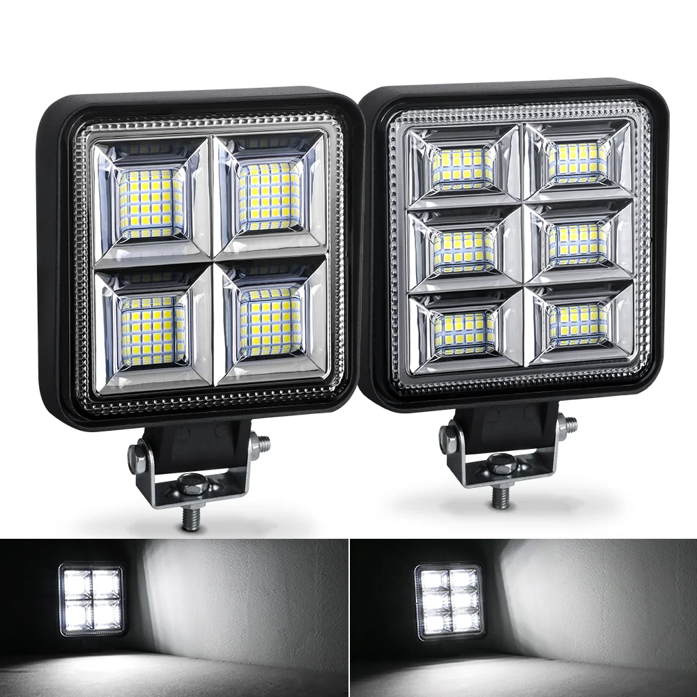 LED Work Light Bar 48/64LED 144W 192W 42MM Offroad Spot Beam Fog Lights White for 4X4 Truck Tractor Boat 4WD SUV ATV 12V 24V