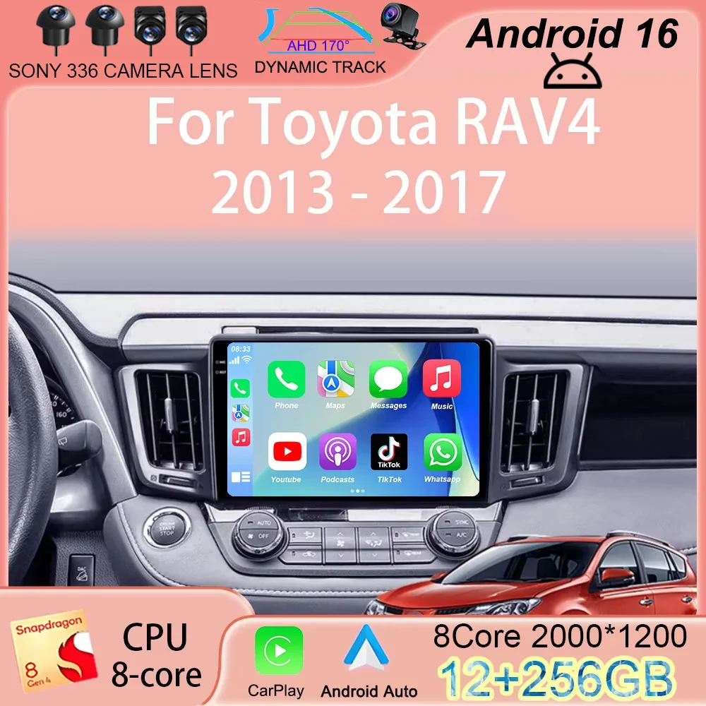 

Мультимедийный проигрыватель Android 16 для Toyota RAV4 2013-2017 с 4G, CarPlay, GPS и автомагнитолой