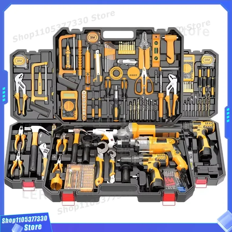Cordless Electric Drill Set with Manual Wrench and Plastic Pick Complete Hardware Power Tool Combination Kit in Durable