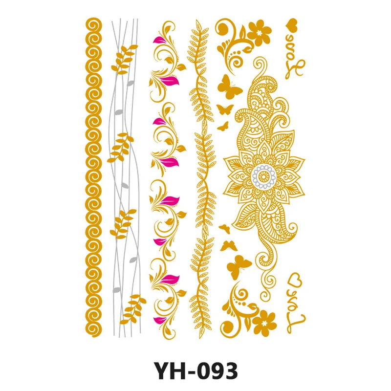 Flash Tattoo Sticker Gold Temporary Tattoo Women Party Body Arm Art Metallic False Waterproof Tattoos Stickers