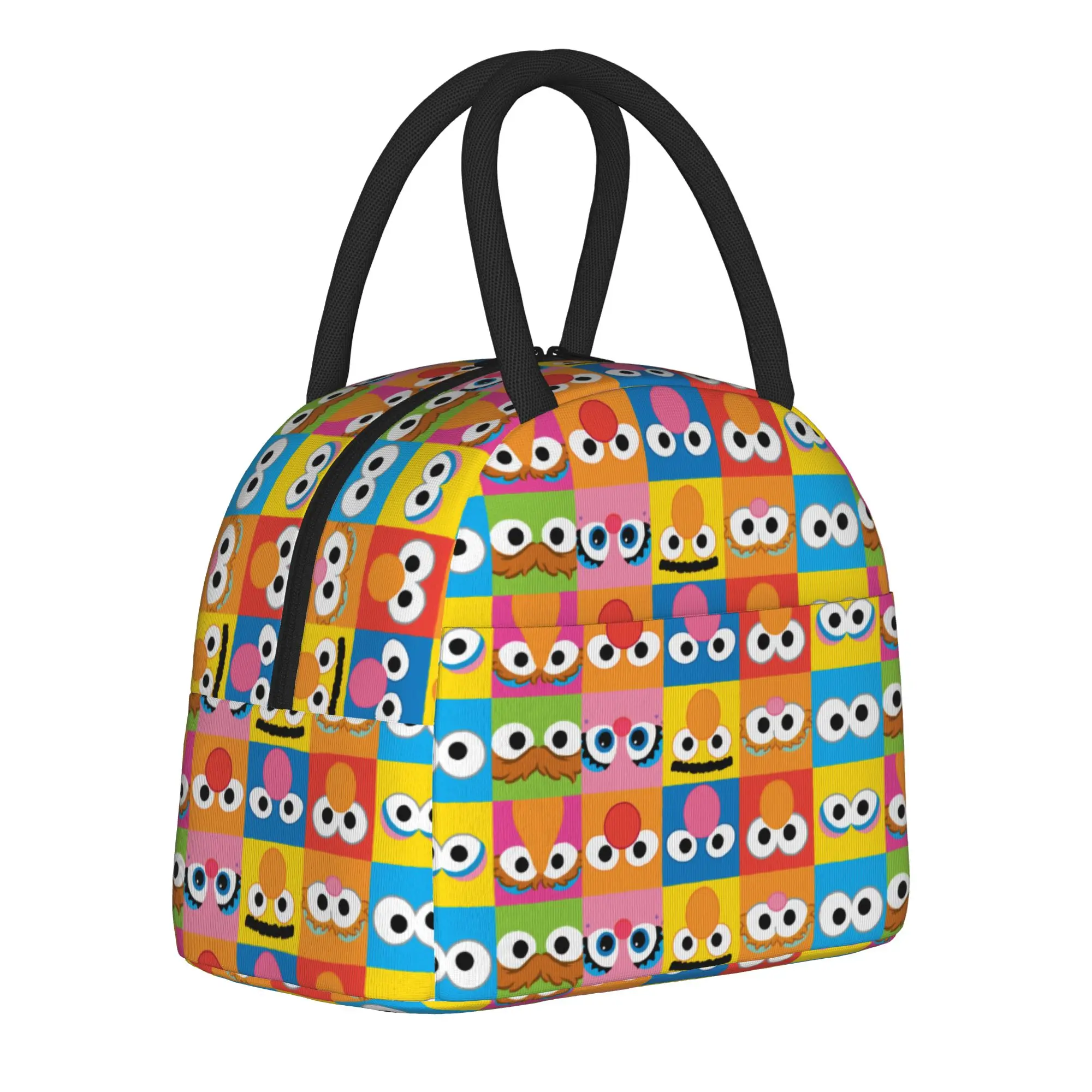Sesames Streets Eyes Insulated Lunch Bag Thermal Bag Reusable,Lunch Container  Portable Lunch Box Tote Food Handbags College