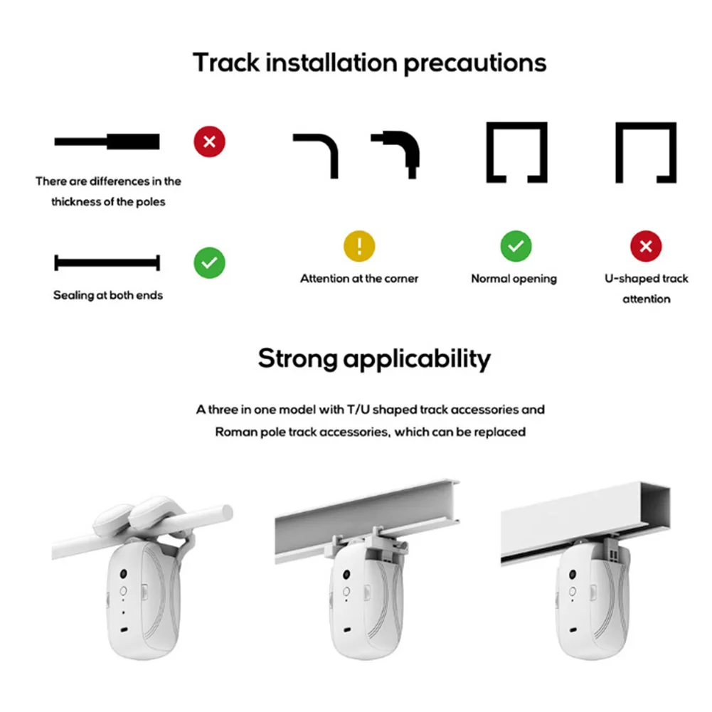 6/11pcs 3 In1 Electric Curtain Opener Motor With Remote Control Work With Roman Rods, U-shaped Rails Home Appliances Accessories