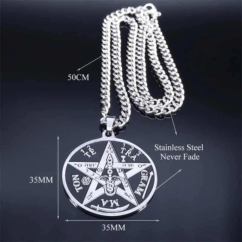 Witchcraft Gothic Dark Pentagram Necklace Stainless Steel Original Tetragrammaton Solomon Amulet Necklaces For Women Jewelry