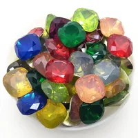 Big Sale Price 100pcs 8 10 12 mm Fat Square Rhinestone Pointed Back Classcial Square Resin Crystal fancy stone Opal colors