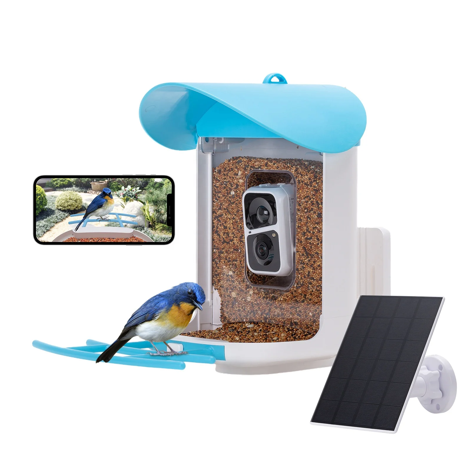 New Smart Bird Feeder AI Identify Birds APP Camera Surveillance Outdoor Waterproof With Solar Charging Panel