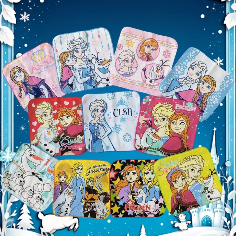 Disney Frozen Anna Elsa Snowball Cartoon Small Square Towel Cotton Kids Towel Clean Portable Storage Kids Birthday Party Gift