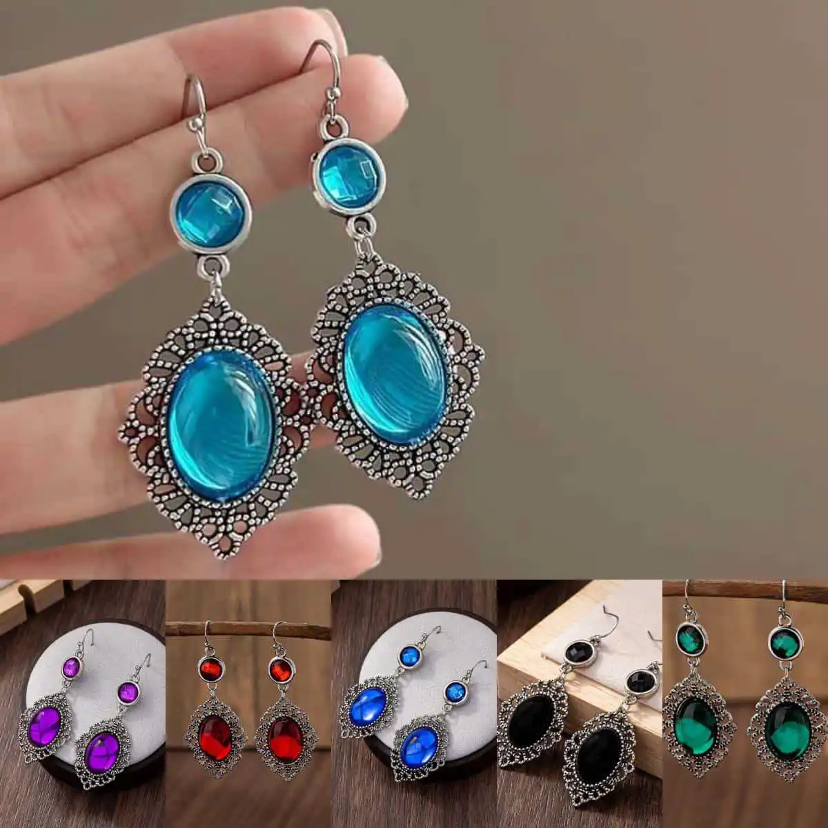 Pendientes estilo Art Nouveau, pendientes luminosos Boutique Pendientes colgantes, joyería Art Nouveau