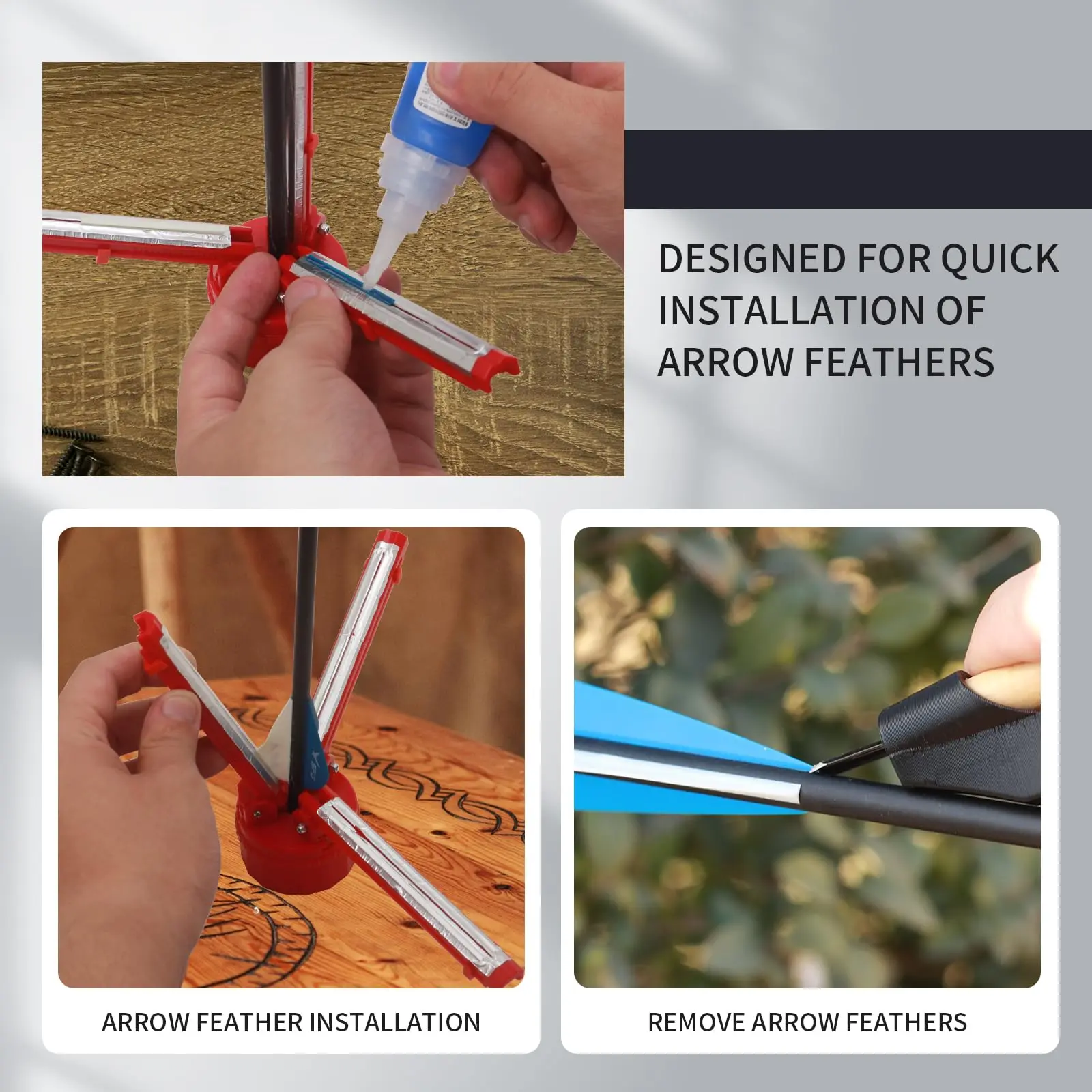 Archery Fletching Jig Universal DIY Arrow Vane Tool with Glue and Scraper for Carbon Fiberglass Arrows Beginner Friendly