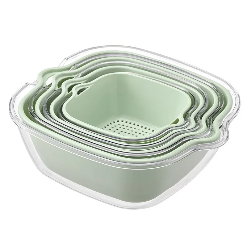 Transparent Double-Layer Drain Basket, Food-Safe Kitchen Colander for Fruits, Veggies, and Salads