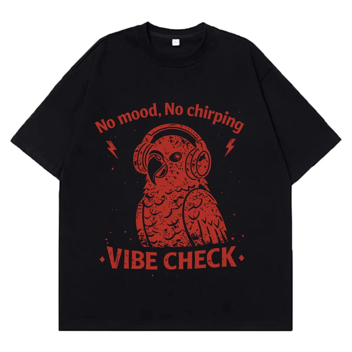 No Mood No Chirping Vibe Check Funny Bird Meme T Shirt Men Women Harajuku Vintage T-shirt Summer Cotton Casual Hip-hop T-shirts