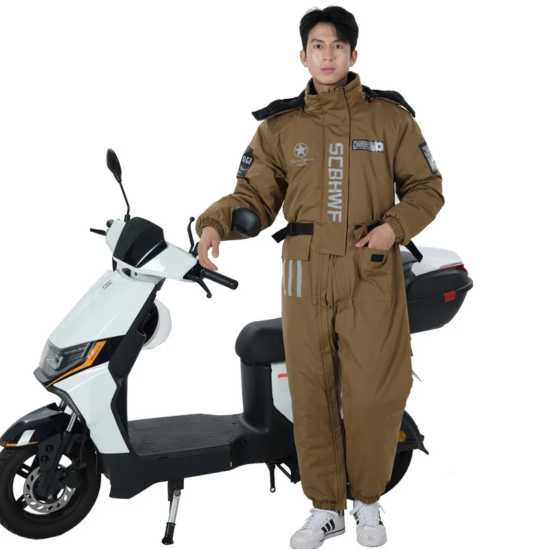 Unisex Motorcycle Winter Outdoor Clothing One-piece Overalls Cycling Clothes Motorcycles Wind Blocks Warm Keeping Suit