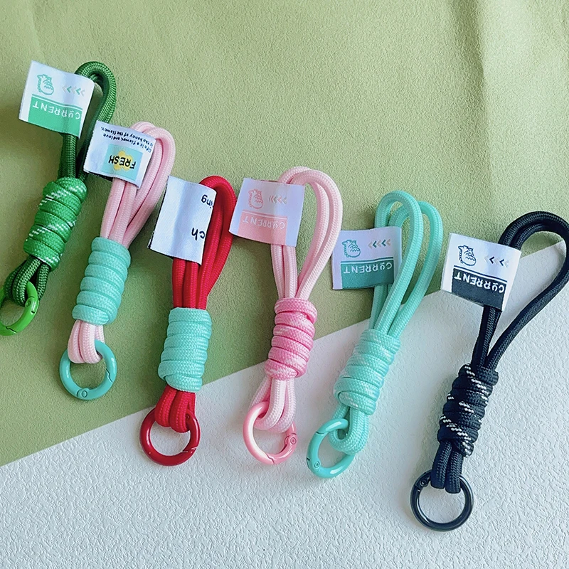 1PC Colorful Braided Rope Strap Lanyard Keychain For Phone Case Women Anti Lost Car Key Chains Bag Hanging Accessories Keyrings