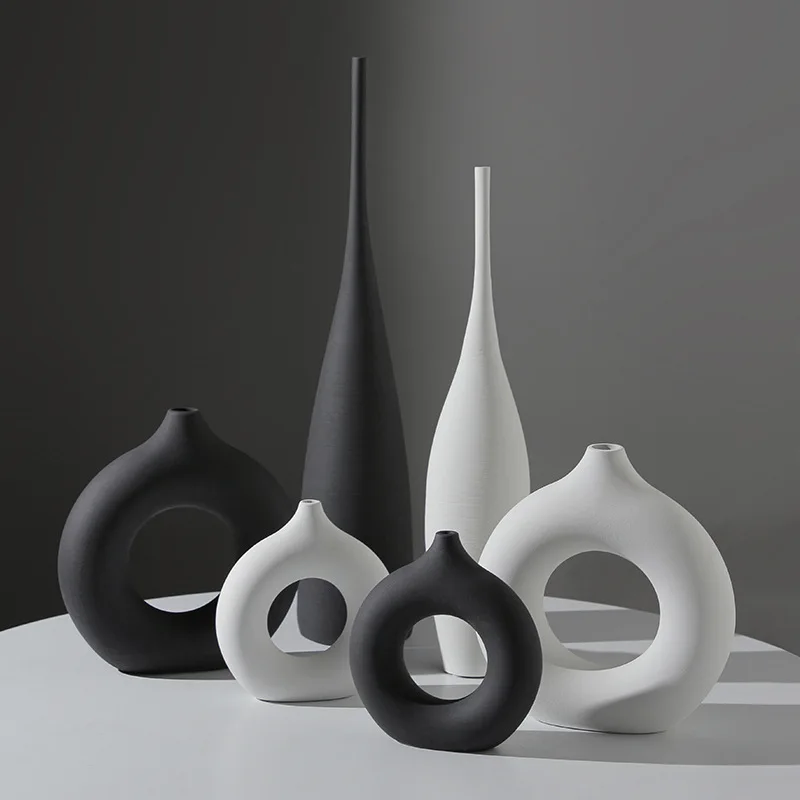 YFY Wabi-sabi style hand-brushed large ceramic vase, artistic high-end decorative item for home and model homes