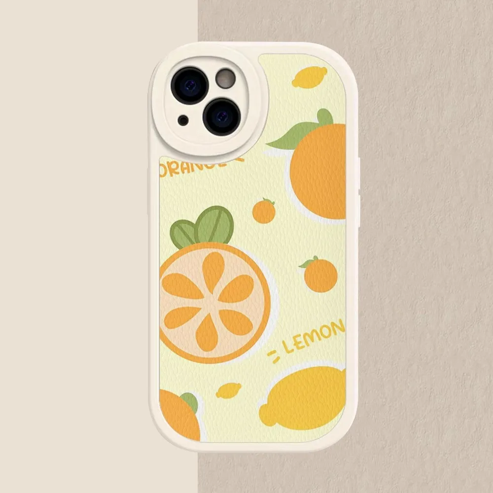 Fruit lemon Phone Case Hard Leather For iPhone 14 13 12 Mini 11 14 Pro Max Xs X Xr 7 8 Plus Fundas