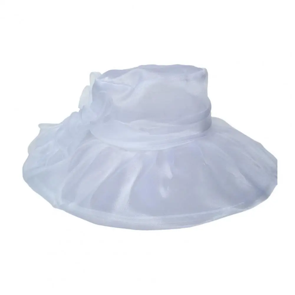 

Uv Protection Hat Women Sun Hat with Organza Bowknot Wide Brim Uv Protection Cap Lightweight Breathable Foldable for Summer