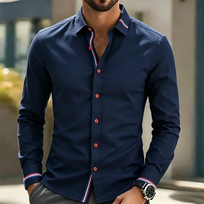 

Men's Long Sleeve Dress Shirt Spring Non Iron Double Layer Business Formal Regular Fit Office Camisa Summer White Social Shirts