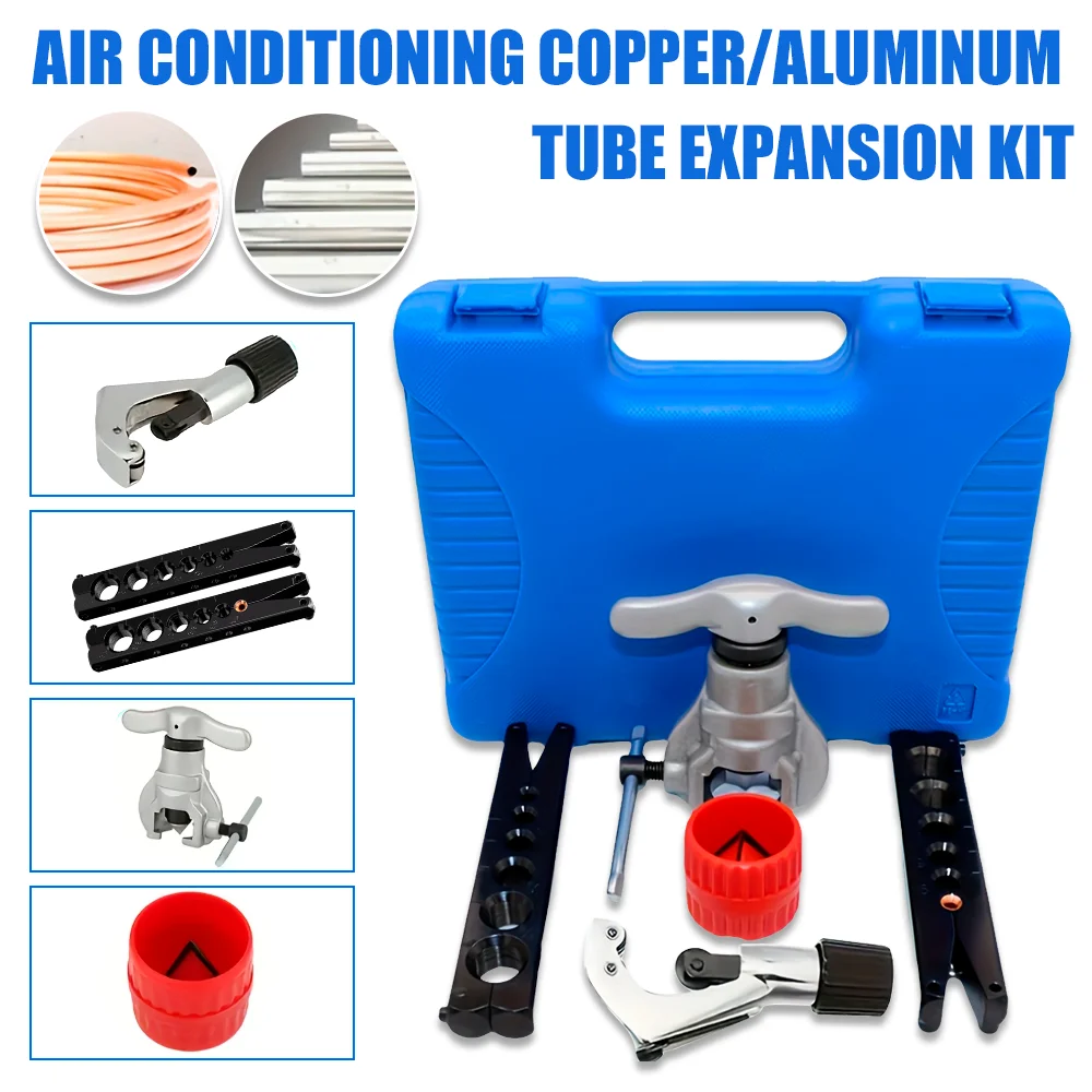 

Tube Expansion Tool Kit, Eccentric Tube Expander, 4-28mm Tube Cutter, 5-38mm Copper Tube Chamferer, Metric/Imperial Hole Clamp