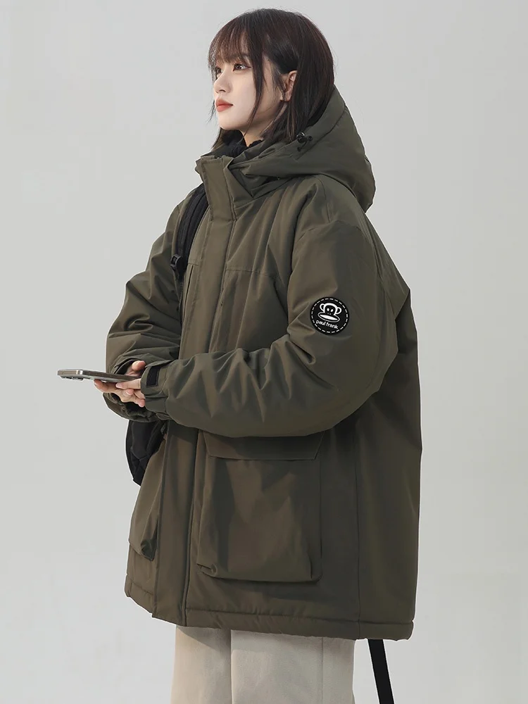 

PaulFrank Winter Warm Cotton Jaet ex Casual Sle Hooded Coat Youth Faion Polyester Fiber Fill Large Mouth Monkey Design