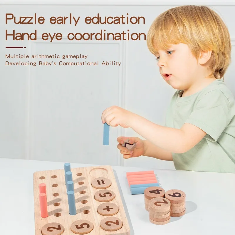 Ten Frame Math Enlightenment Teaching Tool Addition Subtraction Calculation Kids Mathematics Matching Arithmetic Board Wooden