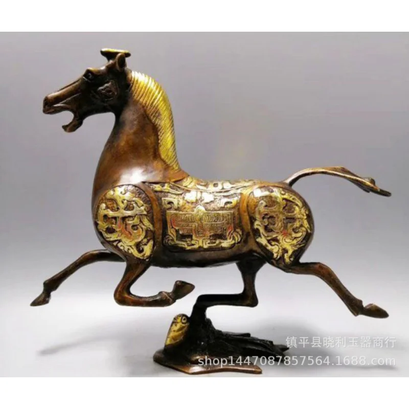 Позолоченный на орнаве, бронзовая лошадь, наступление на летающей ласточке, домашний декор, подарок, бронзовые изделия Позолоченный на орнаве, бронзовая лошадь, наступление на летающей ласточке, домашний декор, подарок, бронзовые изделия