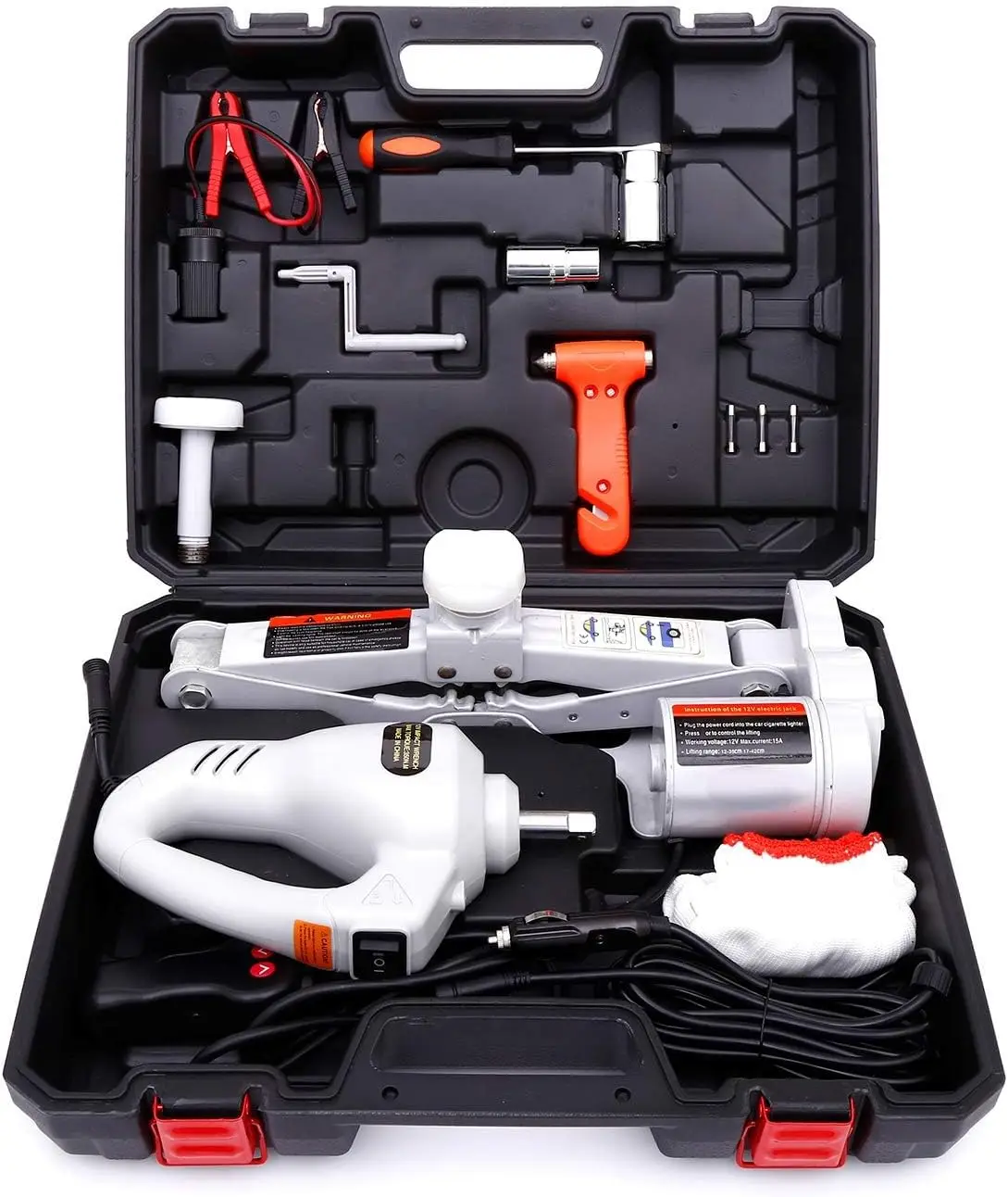 

12V Electric Car Jack Kit 3 Ton Scissor Lift with Impact Wrench for Tire Change & Emergency