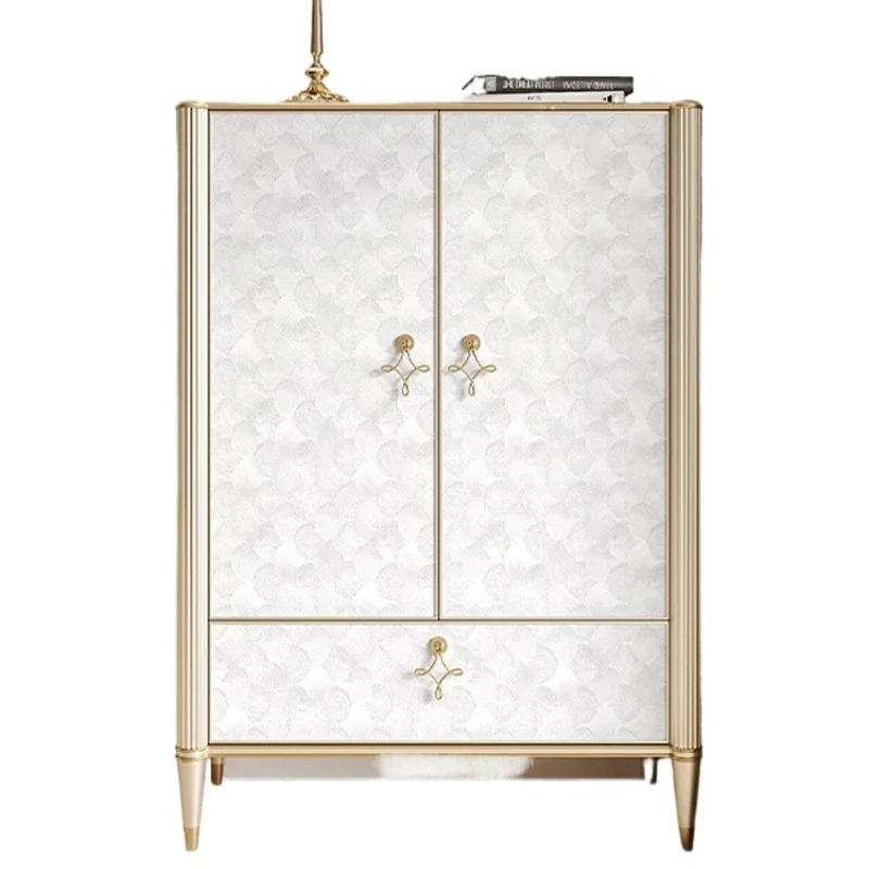 All solid wood double-door shell vertical cabinet is integrated,  against the wall, light luxury and simple