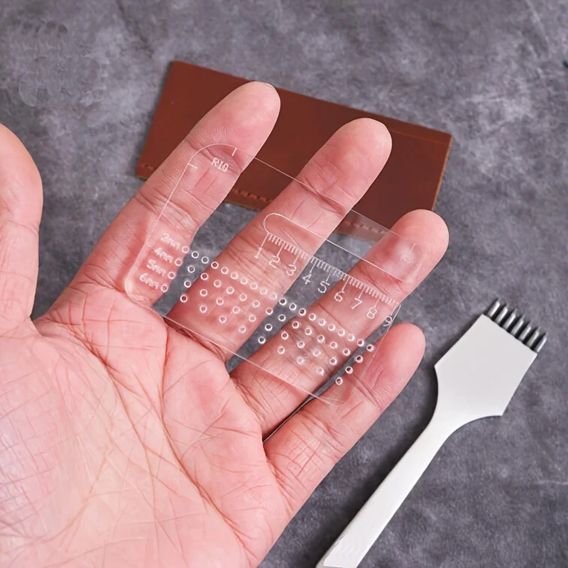 

4mm Thickened Chopping Ruler Acrylic Rounded Corner Chopping Ruler Transparent Chopping Auxiliary Craft Leather Tool